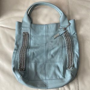 Light blue leather tote